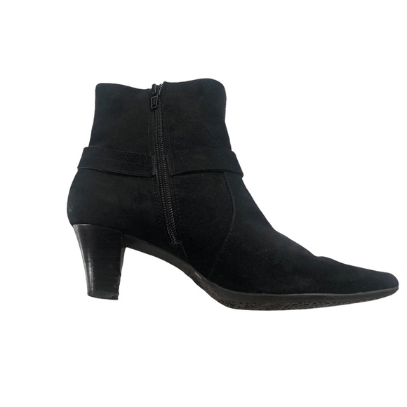 Anne Klein Black Suede Leather iflex Ankle Booties 7 - Picture 3 of 11